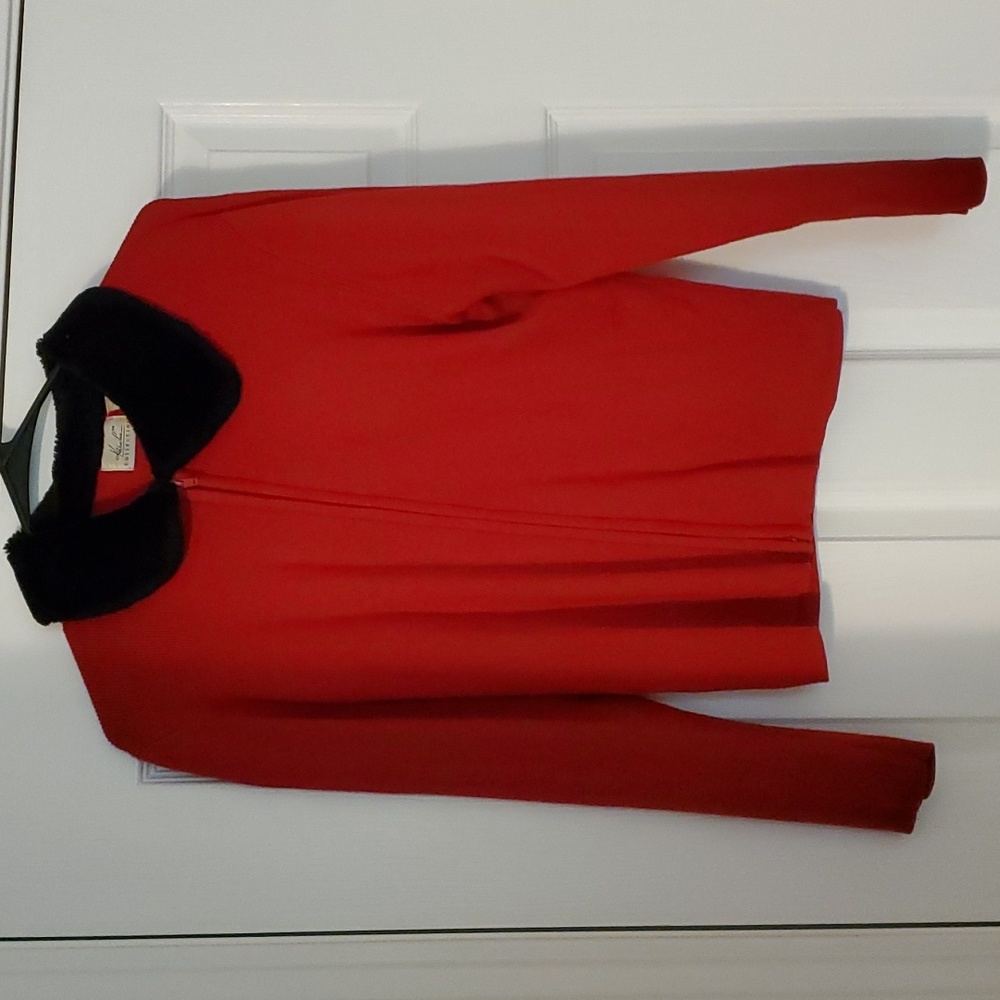 Kathie Lee collection faux fur collar cardigan